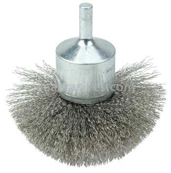 Weiler 10050 3" Circular Flared Crimped Wire End Brush .008" Stainless Steel Fill