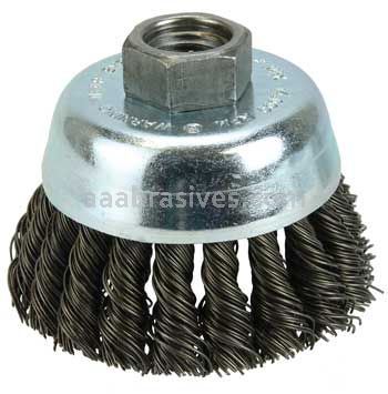 Weiler 36238 Wolverine 3" Knot Wire Cup Brush .020" Steel Fill 5/8"-11 UNC Nut