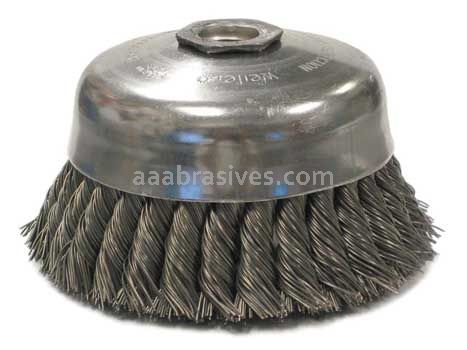 Weiler 12826 4" Single Row Knot Wire Cup Brush .023" Steel Fill 5/8"-11 UNC Nut