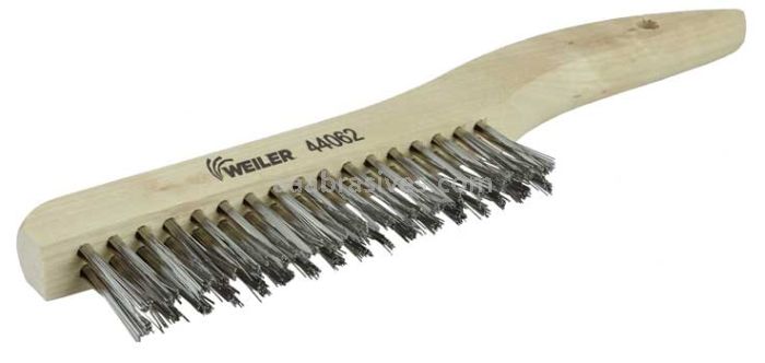 Weiler 44062 Hand Wire Scratch Brush .012 Stainless Steel Fill Shoe Handle 2 x 17 Rows
