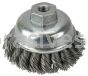 Weiler 13155 3-1/2" Single Row Knot Wire Cup Brush .023" Steel Fill 1/2"-13 UNC Nut