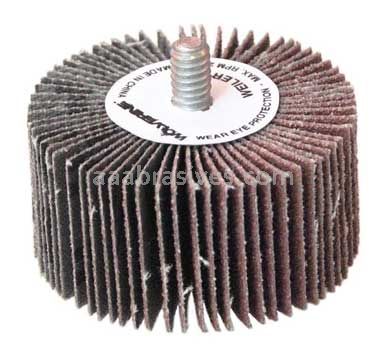 Weiler 30738 2" x 1" x 80 AO Wolverine Coated Abrasive Flap Wheel 1/4-20 Threaded Stem