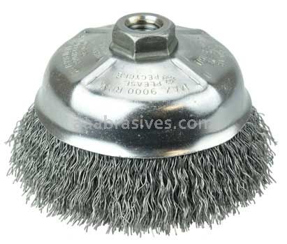 Weiler 14206 5" Crimped Wire Cup Brush .014" Steel Fill 5/8"-11 UNC Nut
