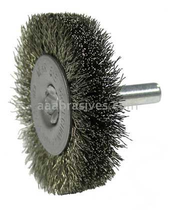 Weiler 17974 2" Stem-Mounted Crimped Wire Radial Wheel .008" Stainless Steel Fill 1/4" Stem