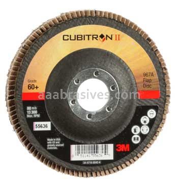 3M™ 7010327062 4-1/2 x 7/8 60+ Grit 967A T27 Giant Cubitron™ II Flap Disc