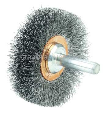 Weiler 17612 2-1/2" Narrow Face Stem-Mounted Crimped Wire Wheel .006" Steel Fill 1/4" Stem