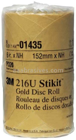 3M™ 7000045430 6” P320 Grit Stikit™ Gold Disc Roll