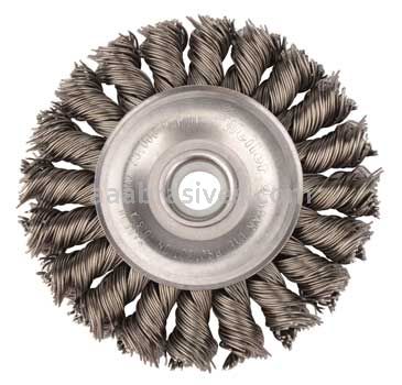 Weiler 08024 3" Standard Twist Knot Wire Wheel .020" Steel Fill 1/2"-3/8" Arbor Hole