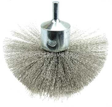 Weiler 96705 4" Circular Flared Crimped Wire End Brush .008" Stainless Steel Fill