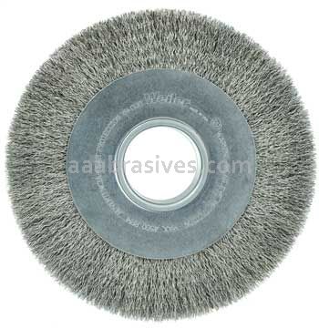 Weiler 03590 8" Wide Face Crimped Wire Wheel .0118" Stainless Steel Fill 2" Arbor Hole