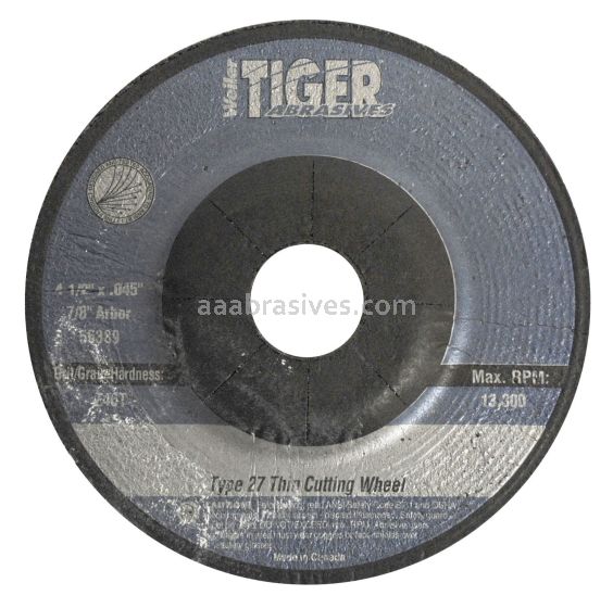 Weiler 56389 - 4-1/2" x .045" Z46T, 7/8" A.H., Type 27 Thin Cutting Wheel - 012382563899