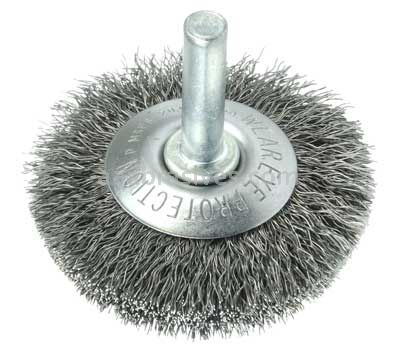 Weiler 17906 2" Stem-Mounted Concave Crimped Wire Wheel .008" Steel Fill 1/4" Stem