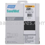 Norton 9 x 11 220 Grit B-weight Norton SandWet T280 JobPack Sanding Sheets