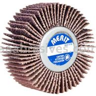 Merit Abrasives 08834134022 2-1/2 x 1 x 1/4-20 Small Diameter Flap Wheels With 1/4"-20 Threaded Mandrel 60 Grit Merit High Performance Ceramic/AO