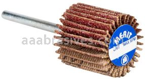 Merit Abrasives 08834137495 1-3/16 x 1/8 x 1/8 Small Diameter Flap Wheels With 1/8" Steel Shank 320 Grit Merit Aluminum Oxide