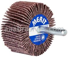 3 x 1/2 x 1/4  60 Merit Metal Alo Resin Bond Small Diameter Flap Wheels With 1/4" Steel Shank)