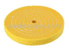 Unmounted Buffing Wheel 6" Dia.  1/2" Arbor Hole 50 Ply Spiral Sewn 156-Y Treated Yellow