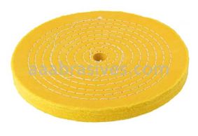 Unmounted Buffing Wheel 8" Dia.  5/8" Arbor Hole 50 Ply Spiral Sewn 158-Y Treated Yellow
