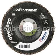 Weiler 31342 - 4-1/2" 24Z 7/8" A.H. Wolverine Abrasive Flap Disc Angled Phenolic Backing - 012382313425
