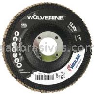 Weiler 31345 - 4-1/2" 60Z 7/8" A.H. Wolverine Abrasive Flap Disc Angled Phenolic Backing - 012382313456