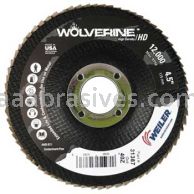 Weiler 31387 - 4-1/2" 40Z 7/8" A.H. Wolverine HD Abrasive Flap Disc Flat Phenolic Backing - 012382313876