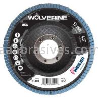 Weiler 31401 - 4-1/2" , 36Z, 7/8" A.H., Vortec Pro Abrasive Flap Disc, Flat, Phenolic Backing - 012382314019