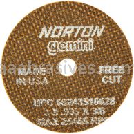 Norton 3 x .035 x 3/8 Gemini Free Cut D Sides Reinforced Type 01 Straight Wheels