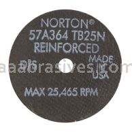 Norton 3 x 1/16 x 3/8 57A364-TB25N D Sides Reinforced Type 01 Straight Wheels