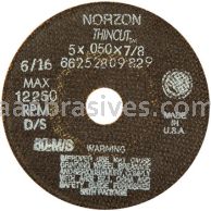 Norton 5 x .050 x 7/8 Norzon Thin Cut D Sides Reinforced Type 01 Straight Wheels