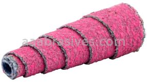 Norton 69957339792 1 x 1-1/2 x 1/8 120 Grit Ceramic Alumina Pink R928 Full-Tapered Spiral Roll