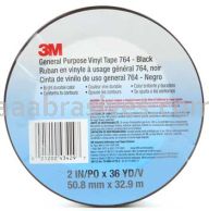 3M&trade; 7000028962 General Purpose Vinyl Tape 764 Black 2" x 36 yards