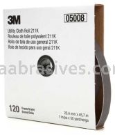 3M&trade; 7000118335 1 x 50 yds 120 Grit J-weight 211K Utility Cloth Roll