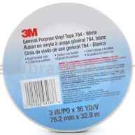 3M&trade; 7000123865 General Purpose Vinyl Tape 764 White 3" x 36 yards