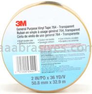 3M&trade; 7000123890 General Purpose Vinyl Tape 764 Transparent 2" x 36 yards