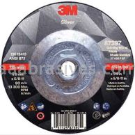 3M&trade; 7010362237 4-1/2 x 1/4 x 5/8-11 Type 27 Silver Depressed Center Grinding Wheel 87397