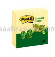 Post-it&trade; Greener Notes 654RP-24YW 3 in x 3 in Canary Yellow 3M 7010369655