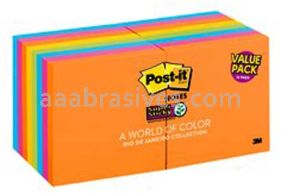 Post-it&trade; Super Sticky Notes 654-12SSAU+4 3 in x 3 in Rio de Janeiro Collection 3M 7010372306