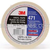 3M&trade; 7010375095 Vinyl Tape 471 White 3" x 36 yards