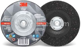 3M&trade; 7010412149 5 x 1/4 x 5/8-11 Type 27 Silver Depressed Center Grinding Wheel 87446