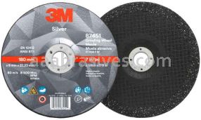 3M&trade; 7010412151 7 x 1/4 in x 7/8 Type 27 Silver Depressed Center Grinding Wheel 87451