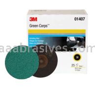 3M&trade; 7100010638 3” #36 Grit A/O Green Corps&trade; TR Roloc&trade; Sanding Disc