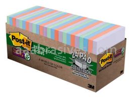 Post-it&trade; Super Sticky Recycled Notes 654-24NH-CP 3 in x 3 in Bali Collection 3M 7100063859