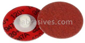3M&trade; 7100076932 1-1/2" 120 Grit Maroon TR 947A Cubitron&trade; II Roloc&trade; Durable Edge Disc