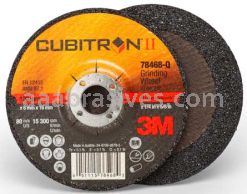 3M&trade; 7100086892 4 x 1/4 x 5/8 T27 Cubitron&trade; II Depressed Center Grinding Wheel 78468