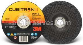 3M&trade; 7100094061 6 x 1/4 x 7/8 T27 Cubitron&trade; II Depressed Center Grinding Wheel 64314