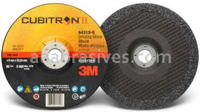 3M&trade; 7100094062 7 x 1/4 x 7/8 T27 Cubitron&trade; II Depressed Center Grinding Wheel 64315