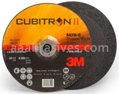 3M&trade; 7100094063 9 x 1/4 x 7/8 T27 Cubitron&trade; II Depressed Center Grinding Wheel 64316
