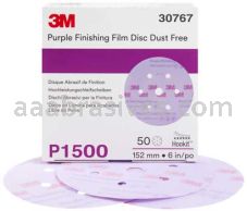 3M&trade; 7100122779 6” P1500 Grit 260L Hookit&trade; Purple Finishing Film Abrasive Disc