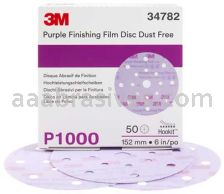3M&trade; 7100122800 6” P1000 Grit 260L Hookit&trade; Purple Finishing Film Abrasive Disc