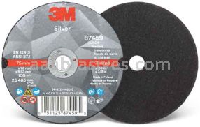 3M&trade; 7100139210 3 x .060 x 3/8 Type 1 Silver Cut-Off Wheel 87459